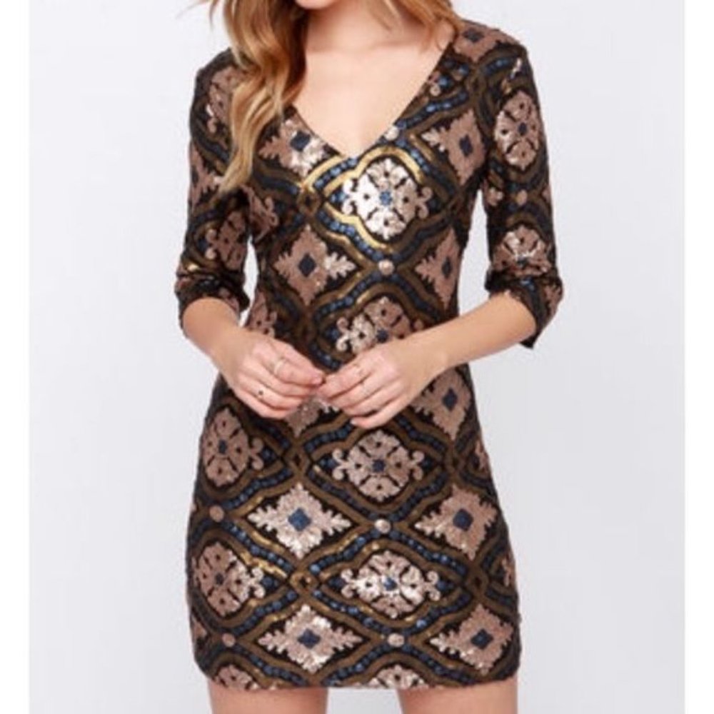 Marineblu // Ornament to be Gold Sequin Dress